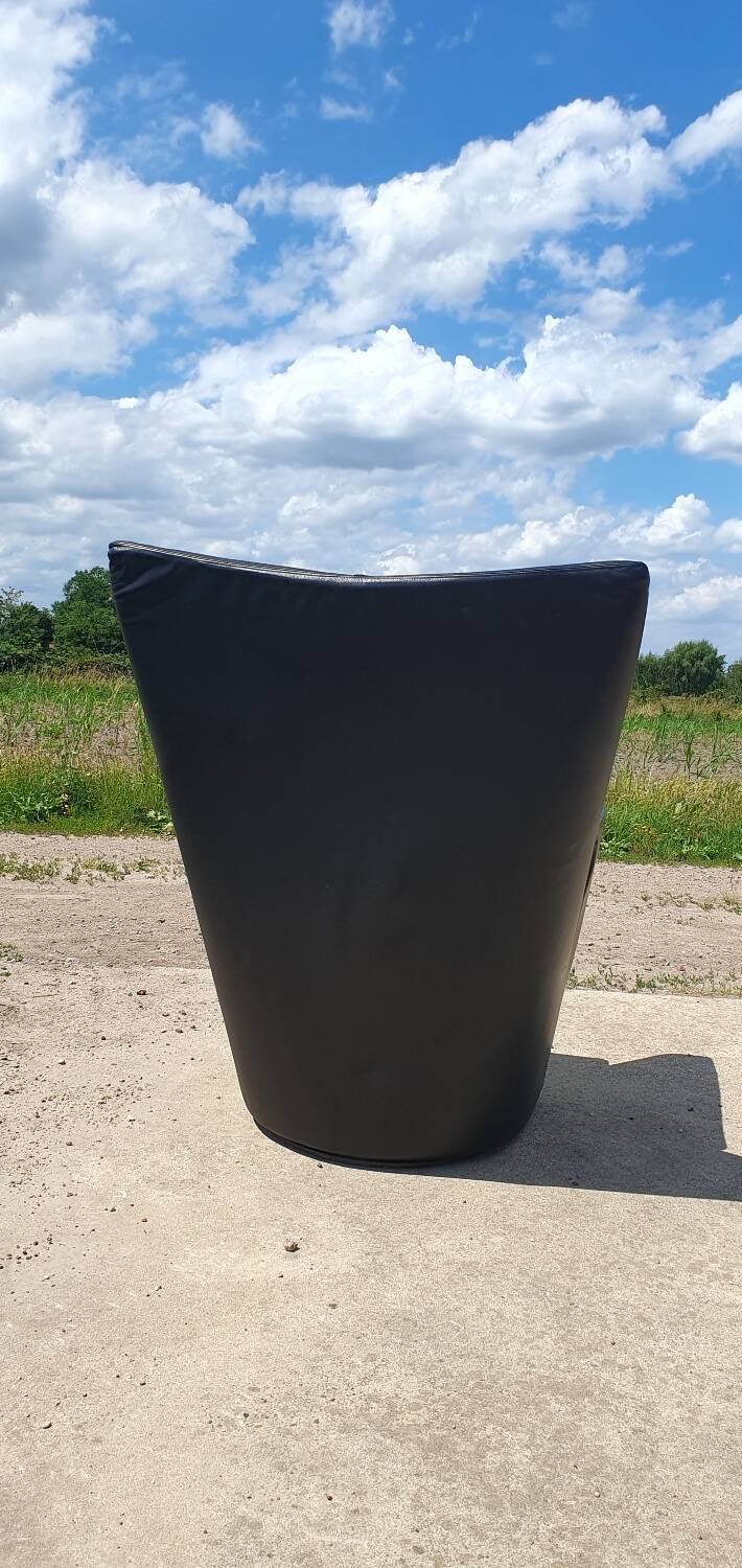 Vintage chair black leather Armilla Arflex Burkhard Voghterr