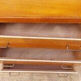 Vintage wooden chest of drawers, white braid