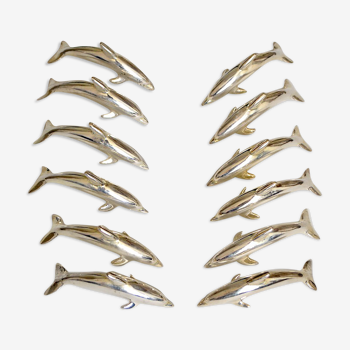 Set of 12 dolphin knife holders