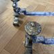 Antique bronze and cast iron chenets