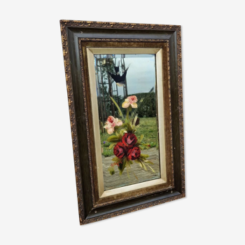 Miroir peint milieu XXe siècle, 84x54 cm