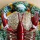 Vintage wall plate in ceramic majolica – Lobster decor in r