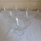 7 crystal champagne glasses engraved by Paul Nicolas (1875-1952) D'Argental