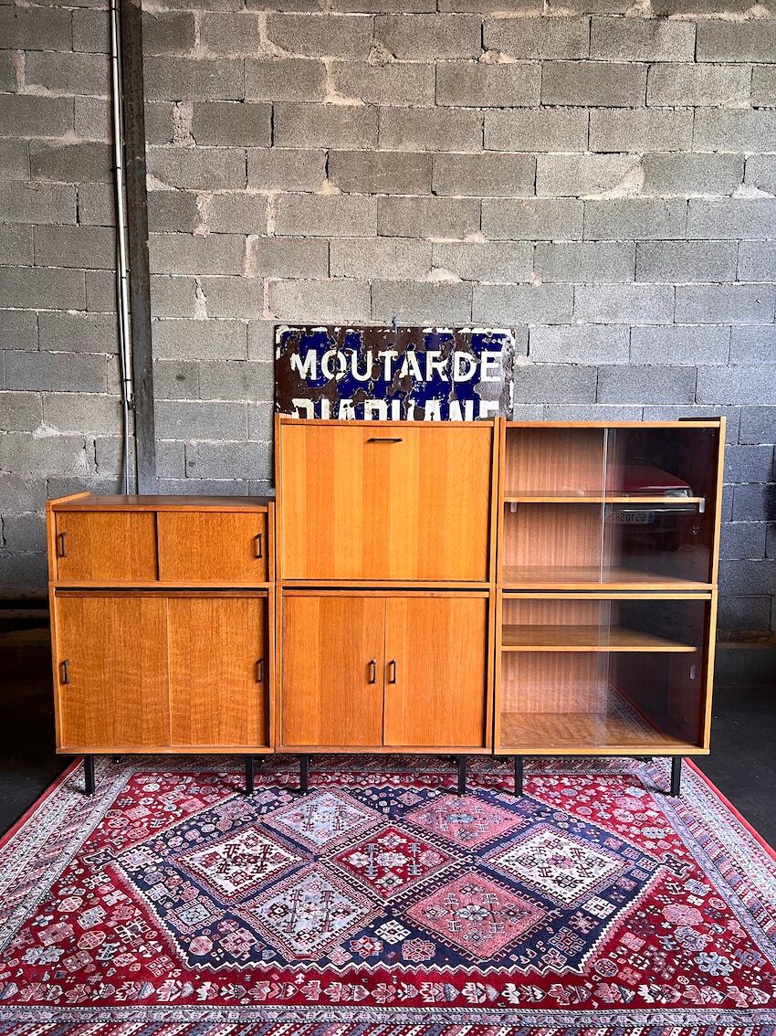 Modular vintage showcase library modernist style / Minvielle - 50s/60s