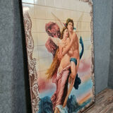Oeuvre en peinture sur céramique figurant une allégorie de l’amour vers 1900-1920
