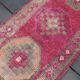 Tapis de Couloir Anatolien Fuchsia, Motifs Géométriques Vintage, 94x324 Cm