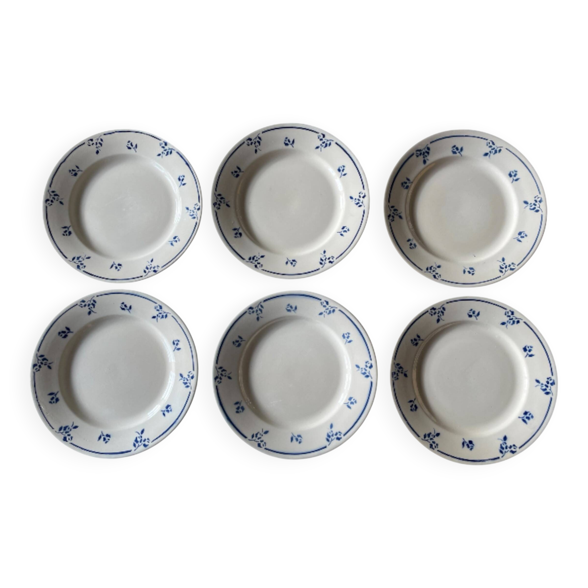 6 assiettes plates anciennes en faïence de SARREGUEMINES