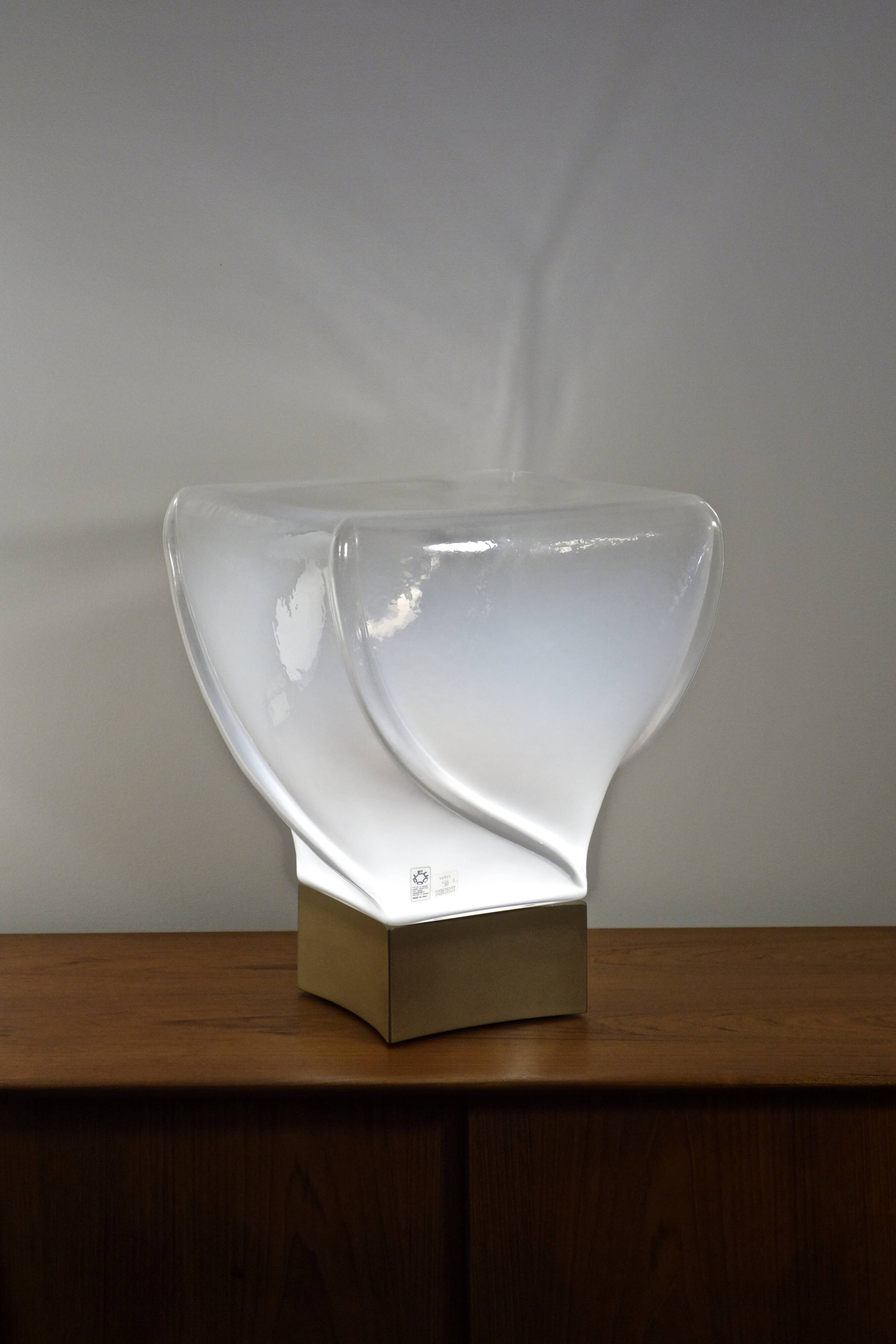 Opalescent Murano glass lamp by Leucos, Italy 1980's