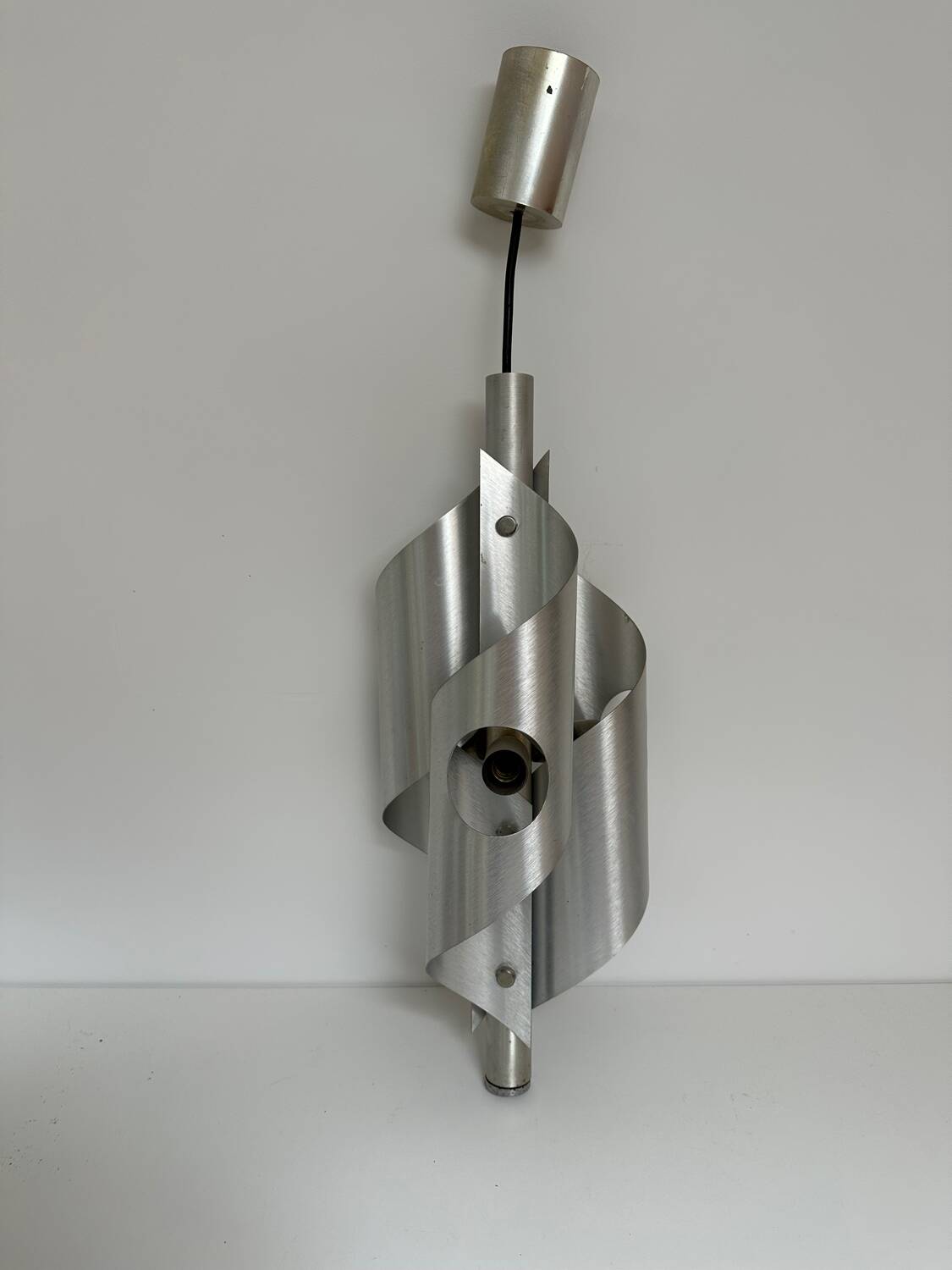 Suspension, brushed aluminum chandelier, Space Age style 1970s