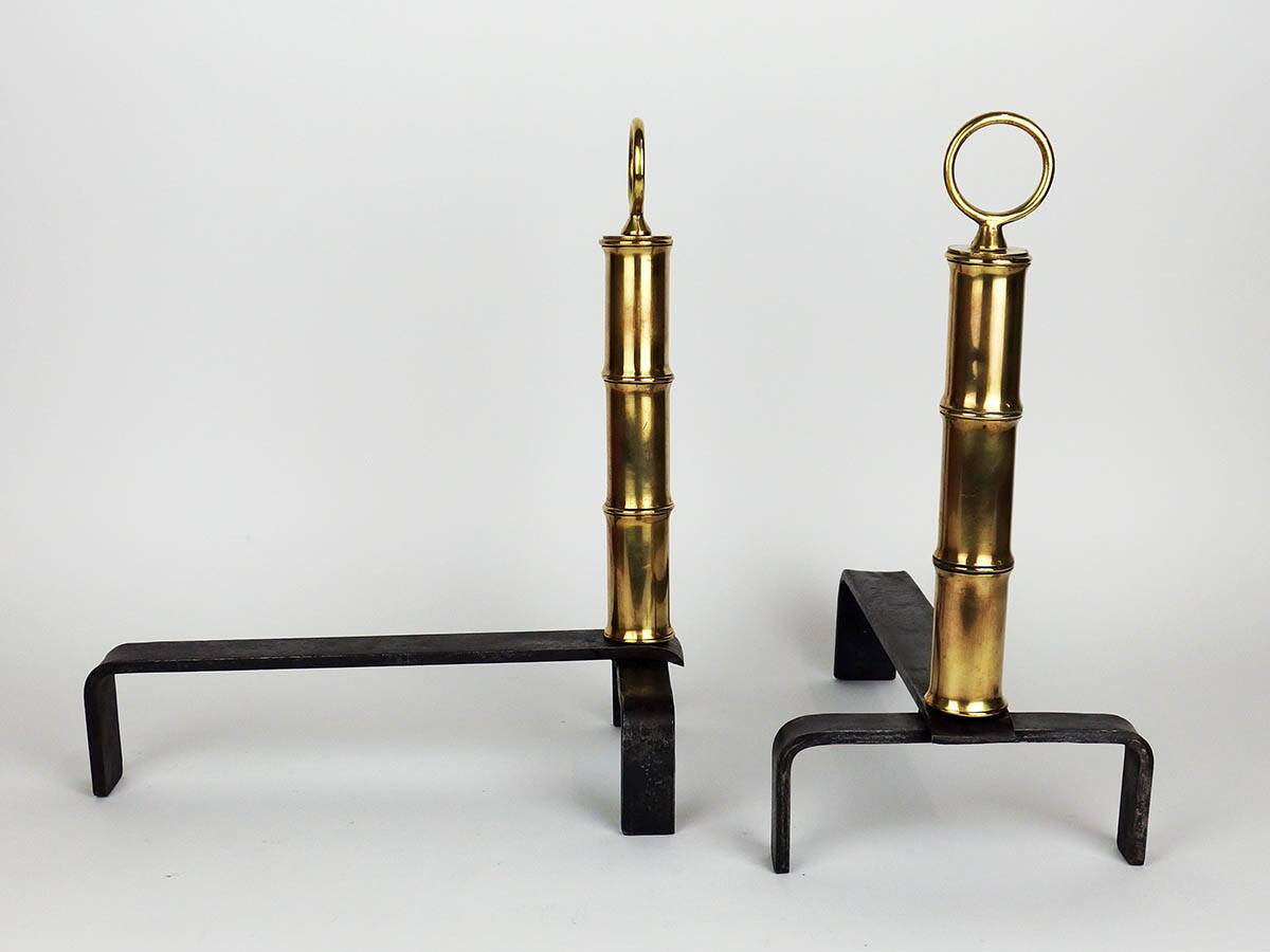 Pair of andirons by Jacques Adnet