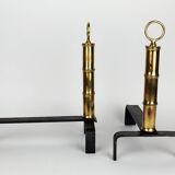Pair of andirons by Jacques Adnet