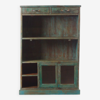 Open bookcase cabinet in vintage wood