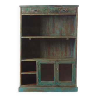 Armoire bibliothèque ouverte en bois vintage