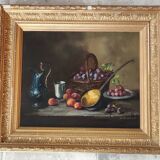Ancienne Peinture À L Huile Nature Morte/ Cadre Doré/19 ème Siècle/L.Gervais