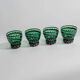 Vintage Murano Green Glass Liqueur Set with Hand-Painted Silver Decor – Decanter and Four Glasses, Italy, 1930s