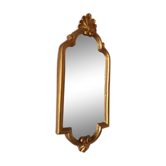 Golden baroque mirror, vintage, 16x39cm