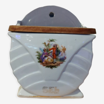 Vintage earthenware wall salt box