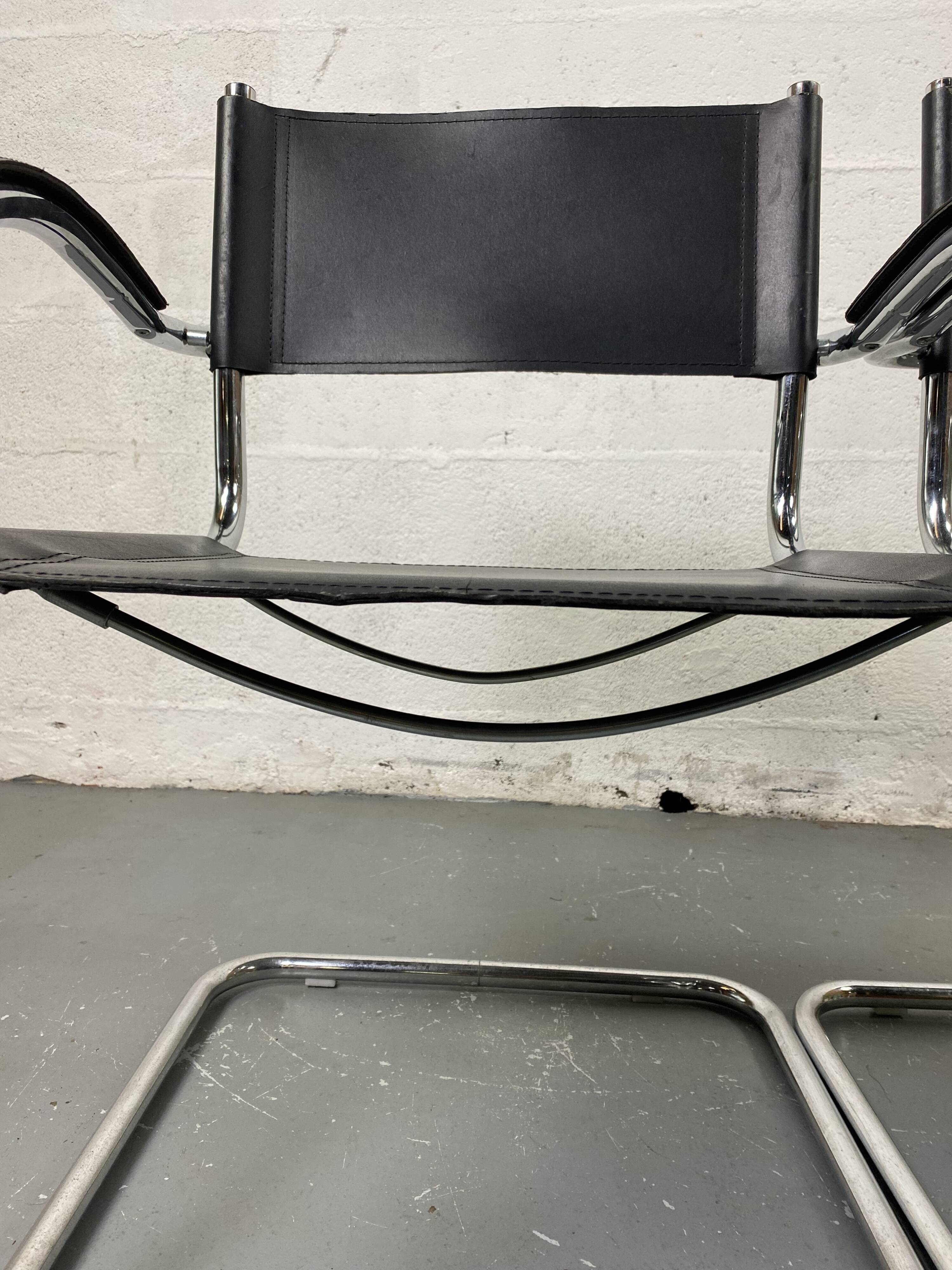 Pair of design armchairs in imitation leather chrome