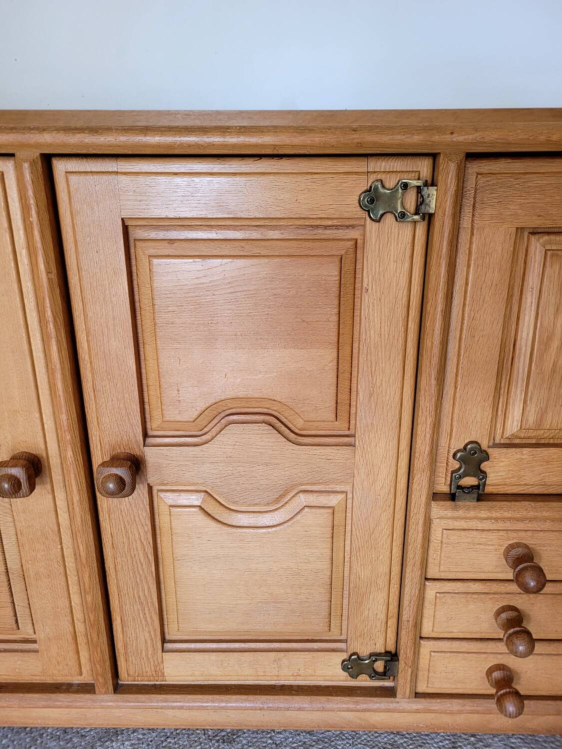 Vintage design oak buffet by Guillerme and Chambron