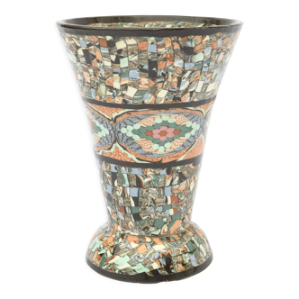 Vase en terre mêlée mosaïquée Jean Gerbino (1876-1966) pour Vallauris