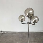 Chrome and glass floor lamp in mid-century German space style by Hustadt Leuchten, 1960s.