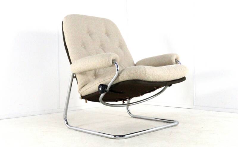 Ekornes Stressless 1970s armchair - very rare early model - new upholstered