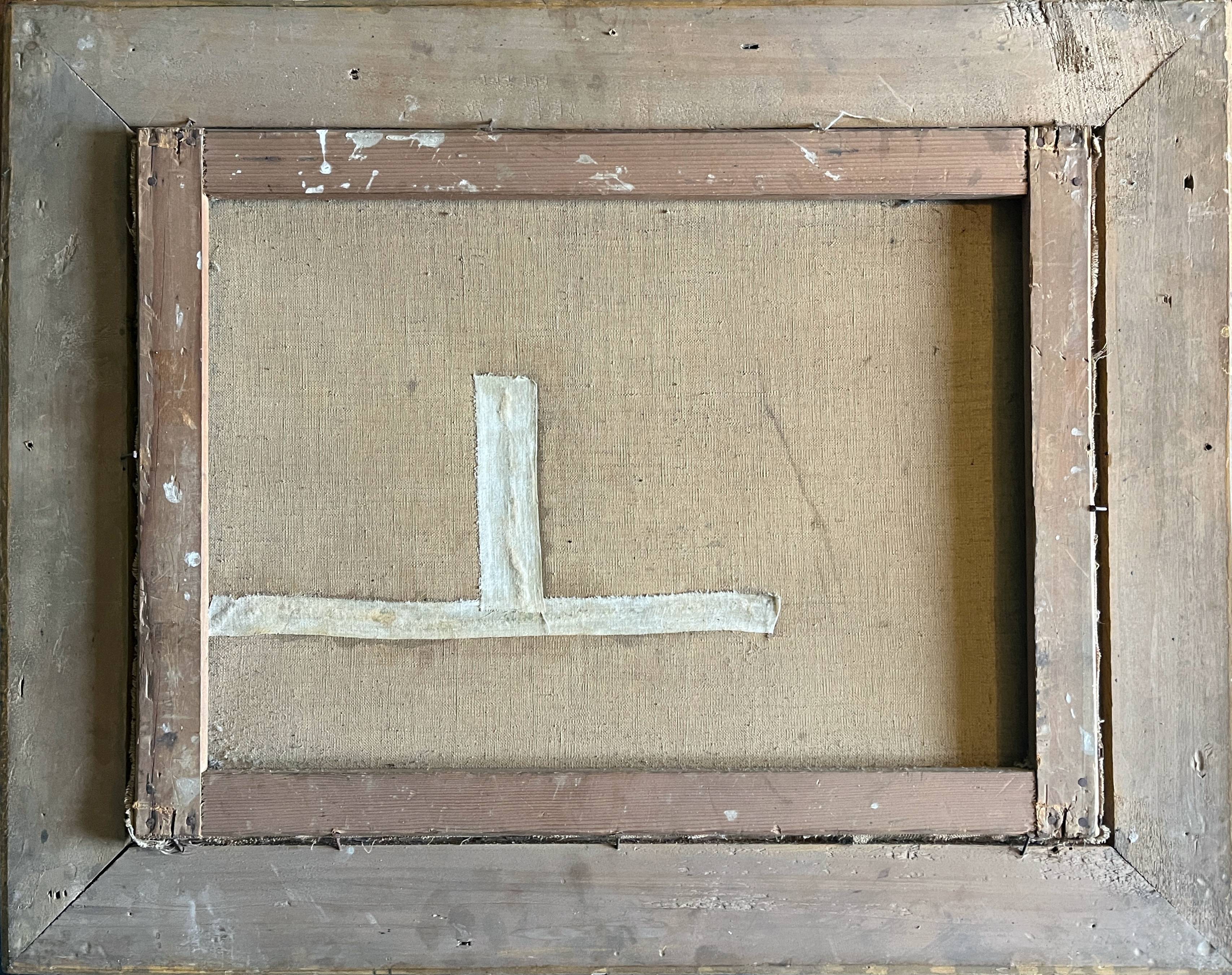 Painting, oil on framed canvas "Animated lake landscape" signed Michel, 19th century.