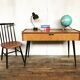 Bureau tricoteuse en teck vintage pieds compas fuseaux noir 1950 1960 style scandinave