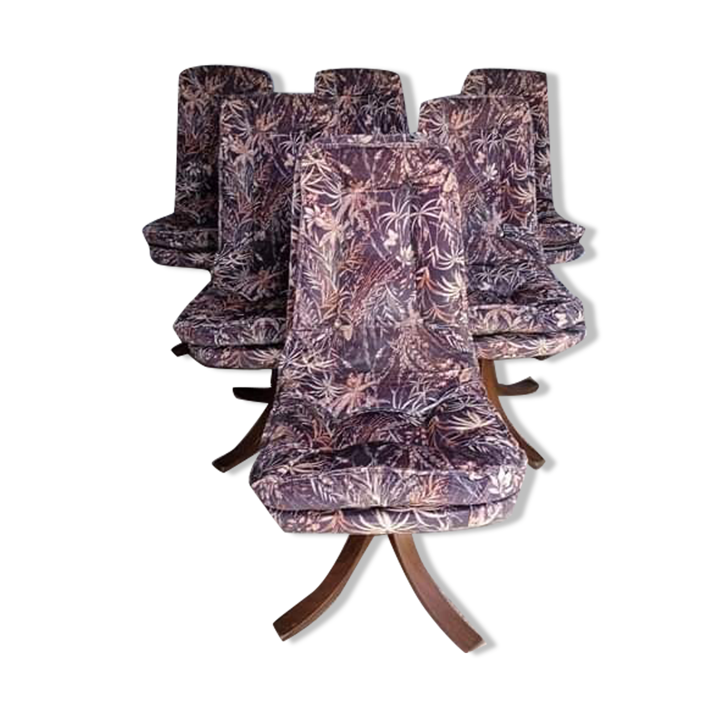 Série de 6 chaises ergonomiques et tournantes scandinave vers 1975