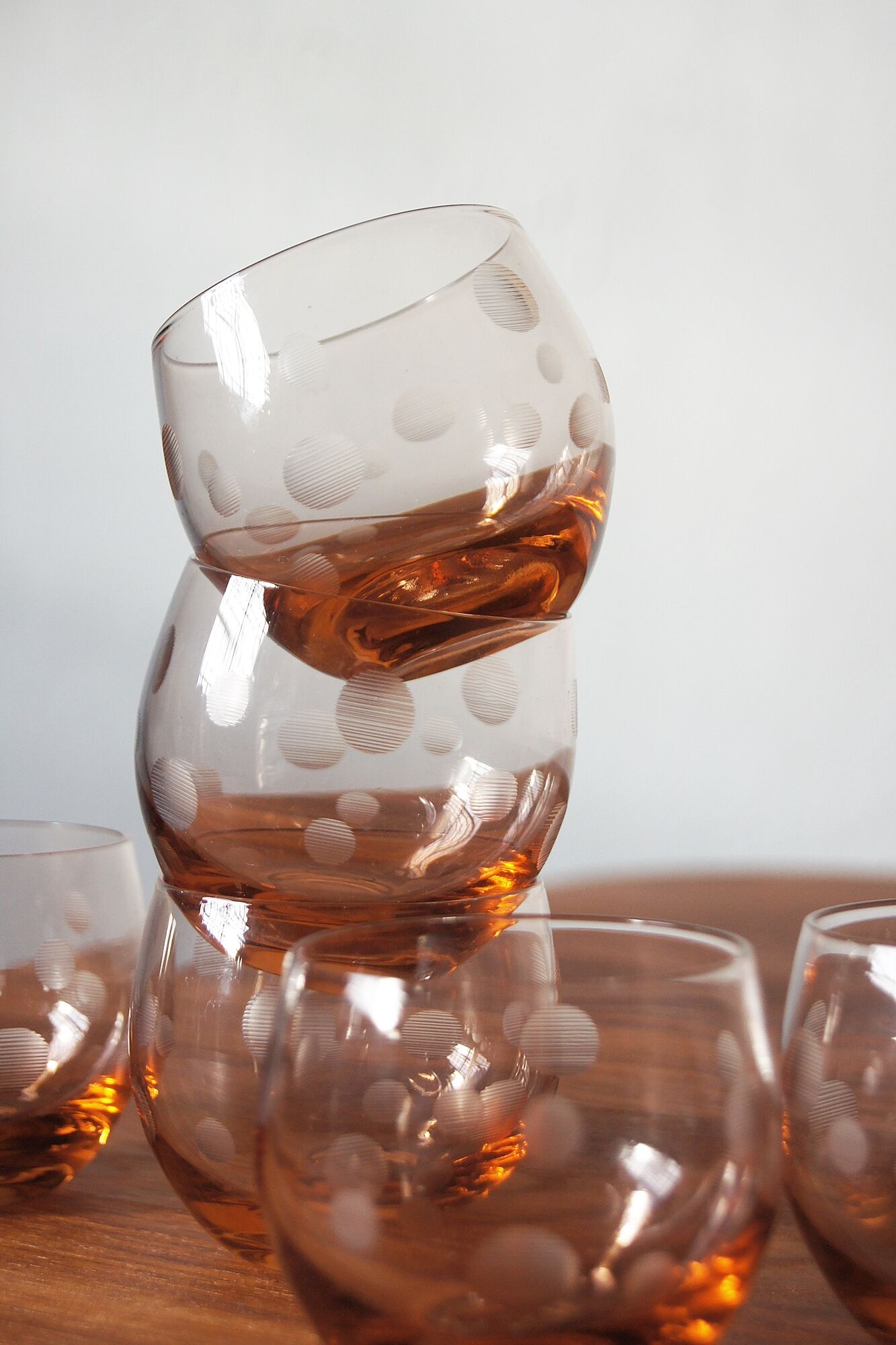 Vintage roly poly glasses 1940 set of 6