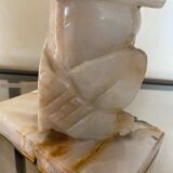 Carved onyx lamp – Pre-Columbian/Aztec style – Vintage
