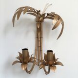 Wall lamp "bamboo" double fire lacquered metal old gold