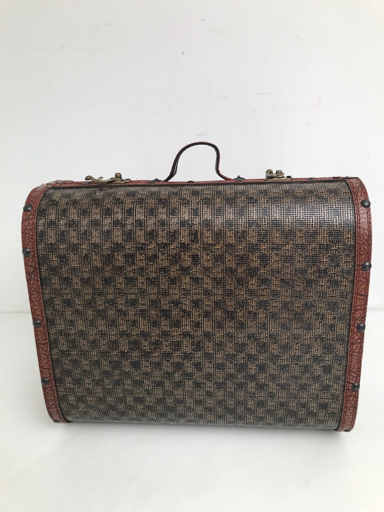 Wooden suitcase leather and metal 60s