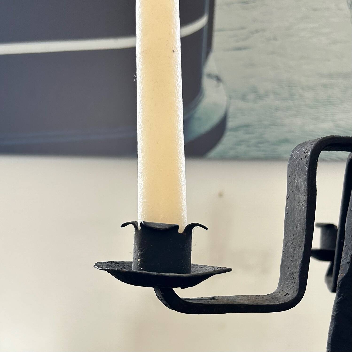 Brutalist wrought iron candlestick