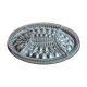 Vintage silver-plated metal tray with a segmented glass aperitif dish.