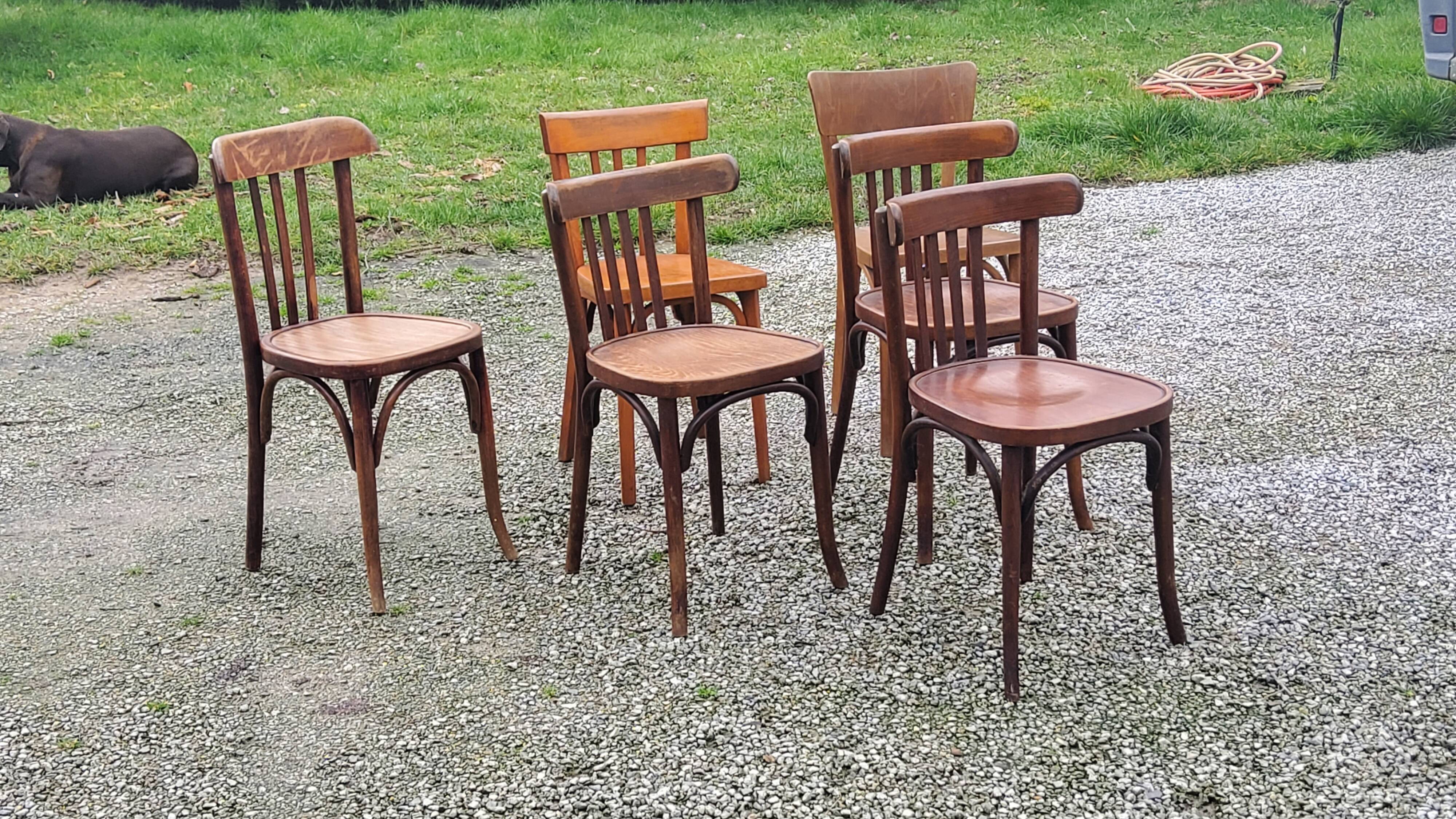 Set of 6 old bistro chairs Baumann and others