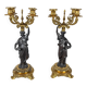 Pair of candelabra with women in the antique style of Napoleon III.