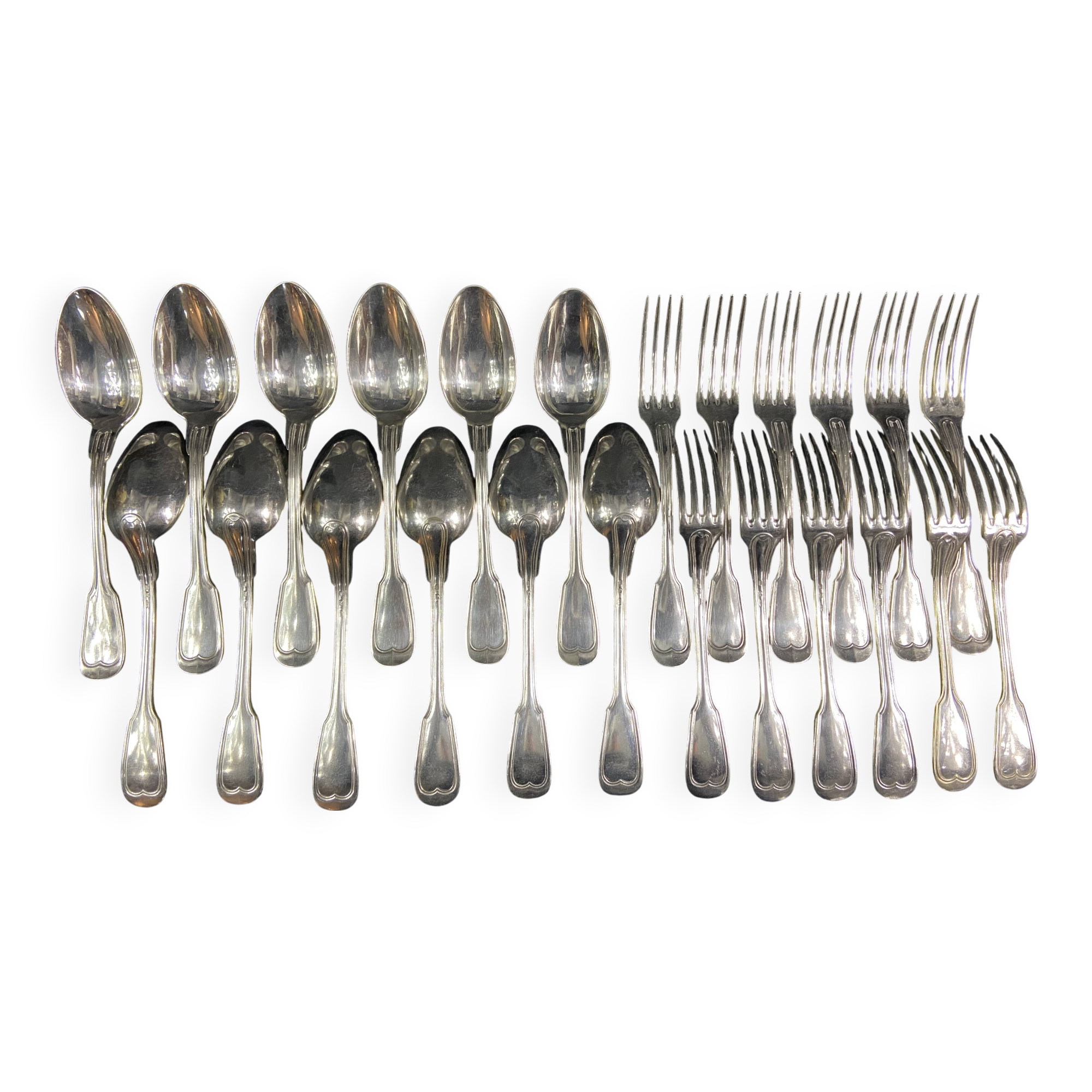 12 large spoons 12 forks silver metal net model Lou style