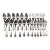 12 large spoons 12 forks silver metal net model Lou style