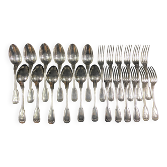 12 large spoons 12 forks silver metal net model Lou style
