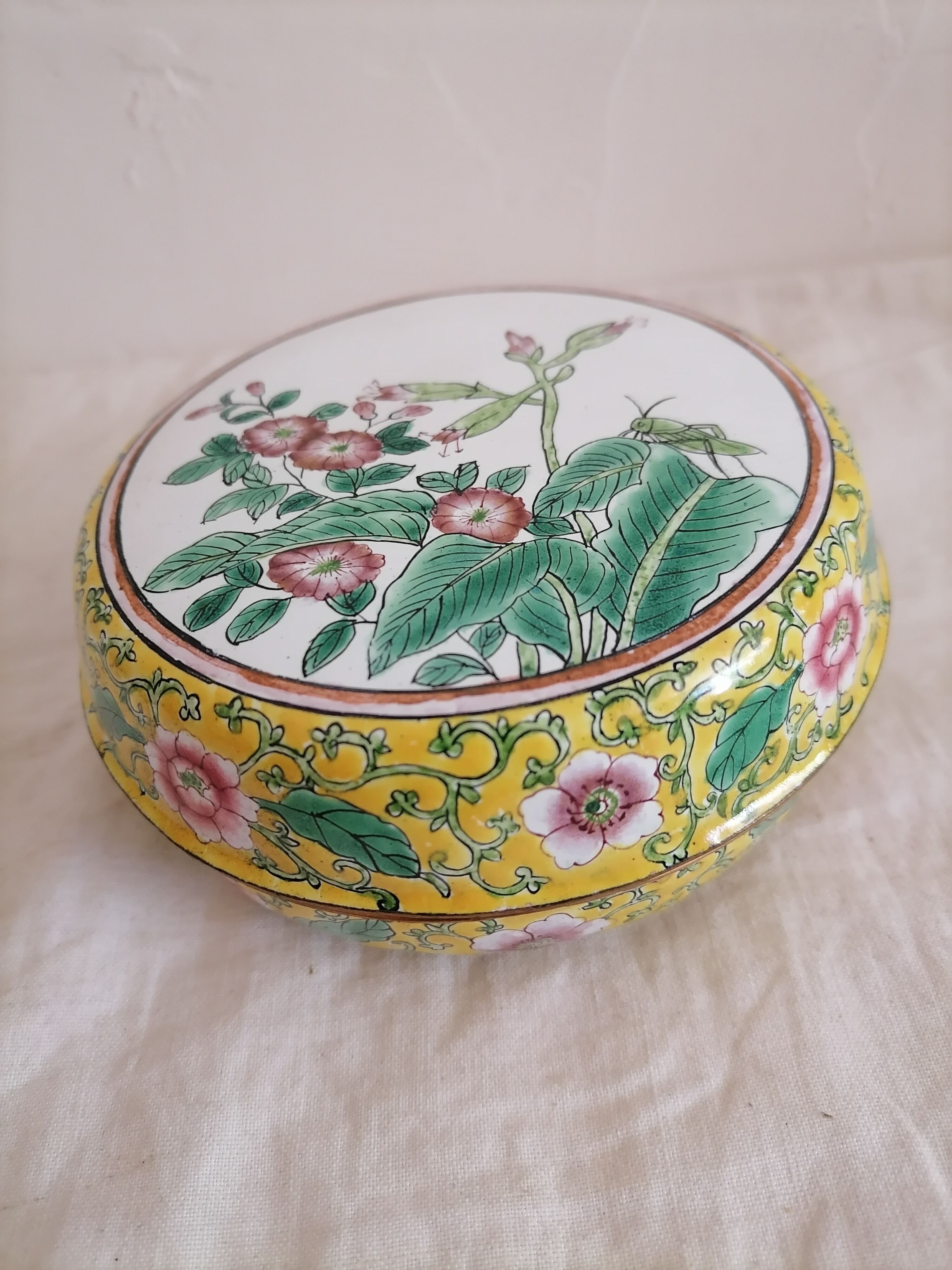 Old Chinese enamelled copper box.