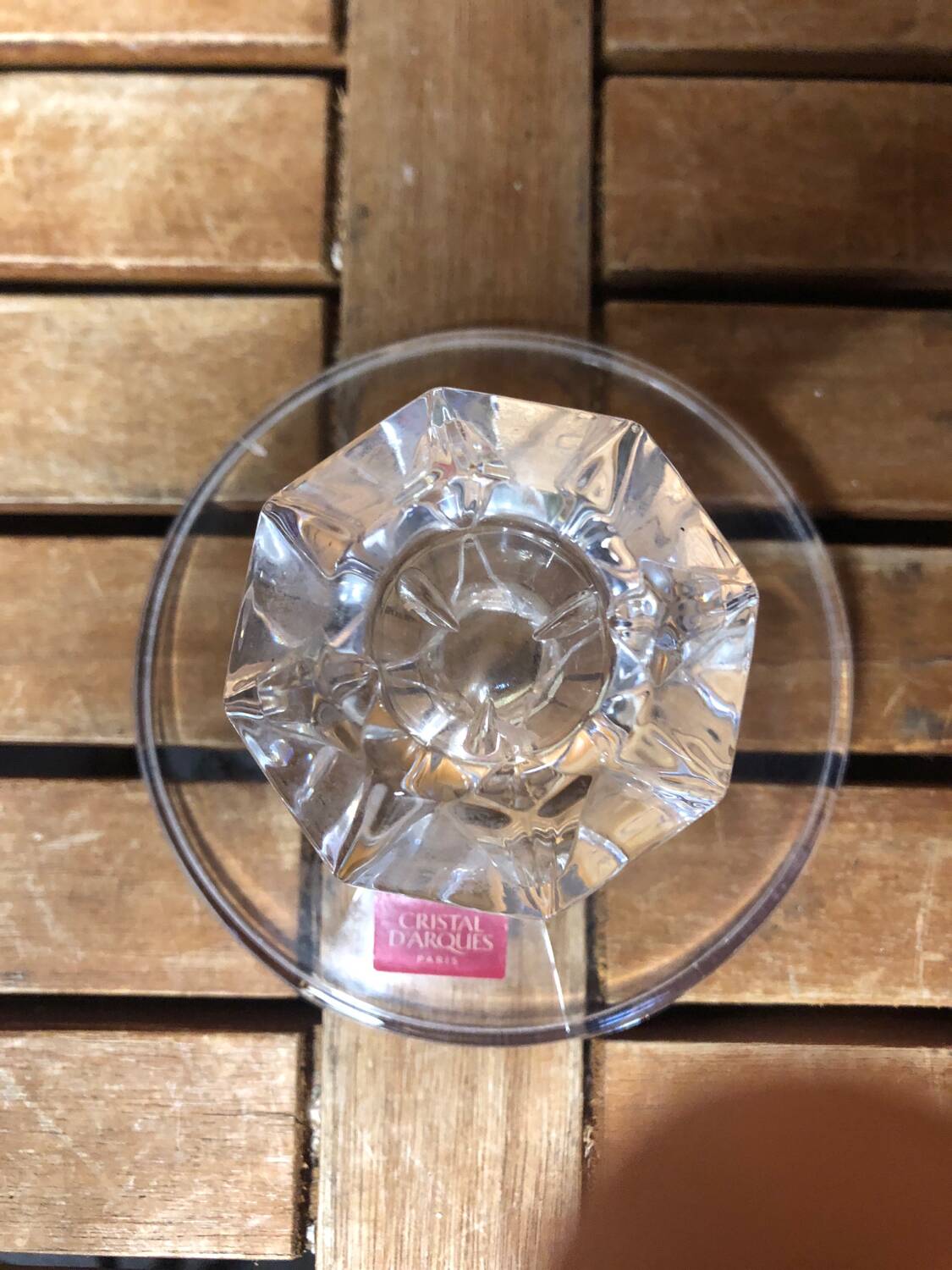 Old pair of cristal d'arques candle holders vintage crystal