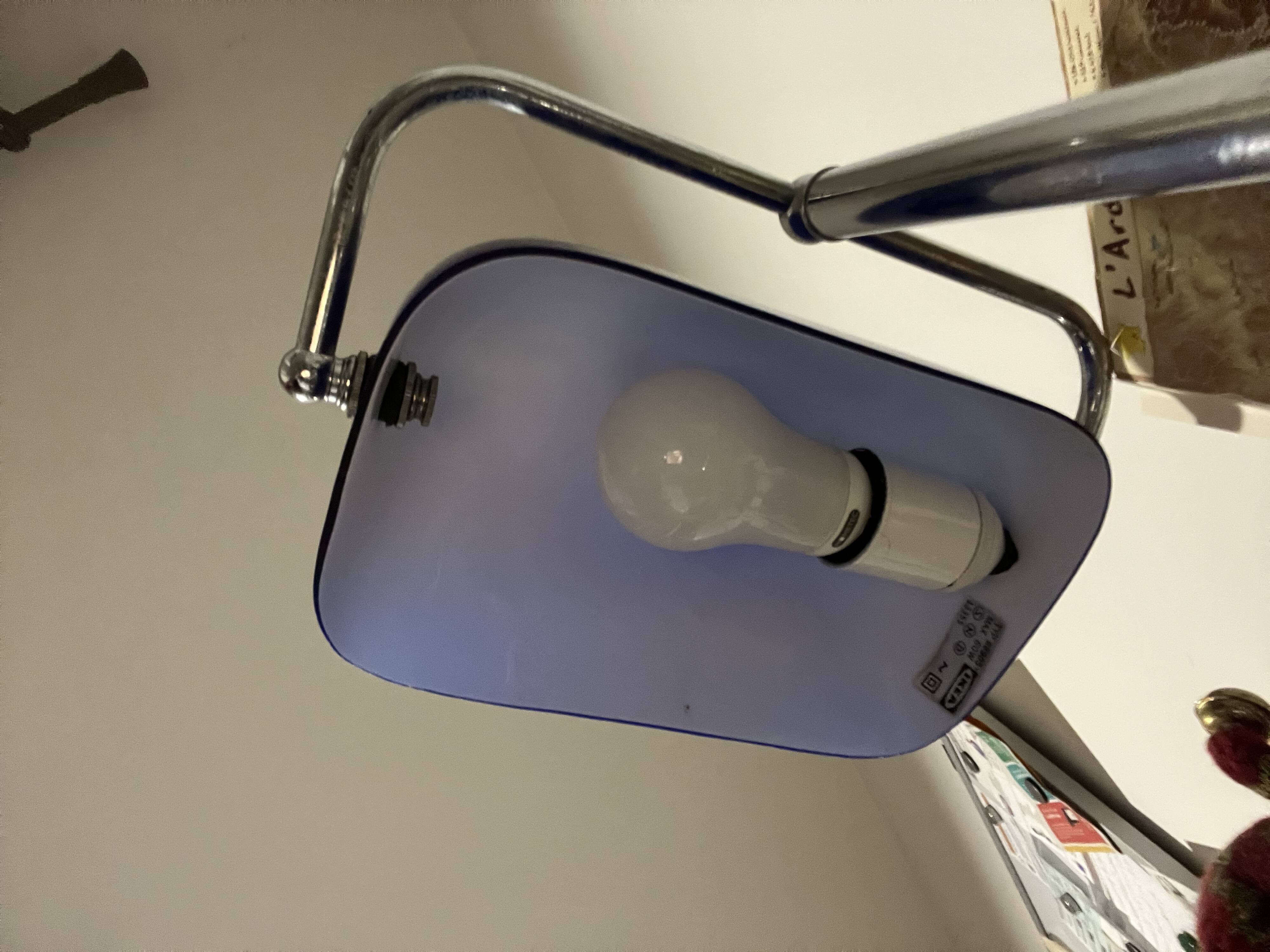 Lampe de banquier bleu/argent