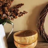 A set of 2 vintage marbled stoneware bowls