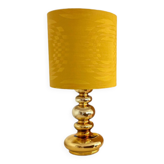 Gold designer table lamp - vintage Hélios fabric