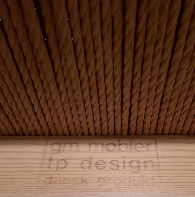 Set of 4 pine chairs with Tage Poulsen paper rope seat for Gramrode 1970