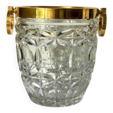 Champagne bucket in cut crystal, neck and brass handles