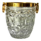 Seau à champagne en cristal taillé , col et anses en laiton