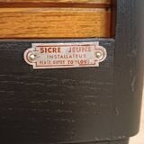 Black and wood curtain filing cabinet