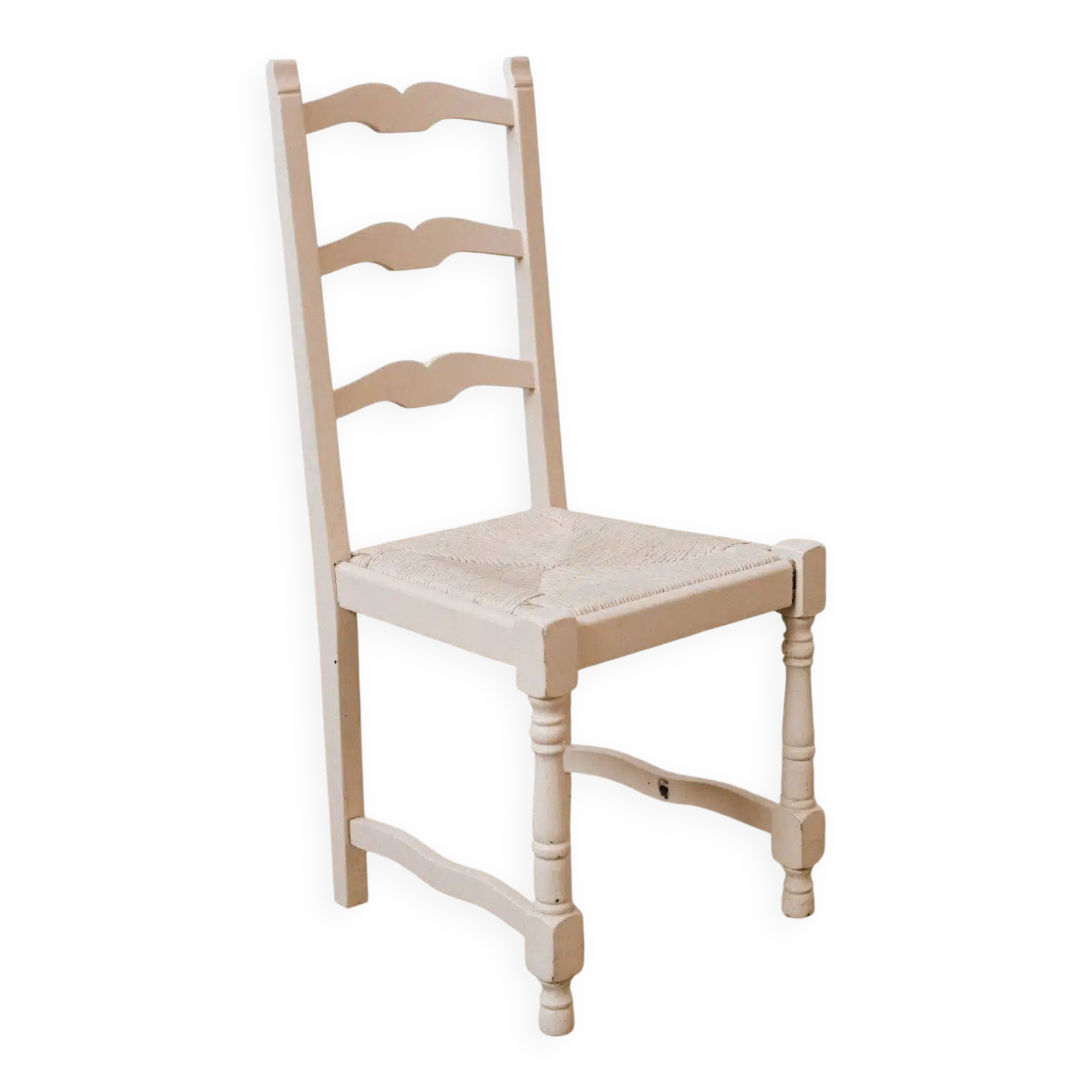 Cream wood chair, cream wicker "Delphinium"